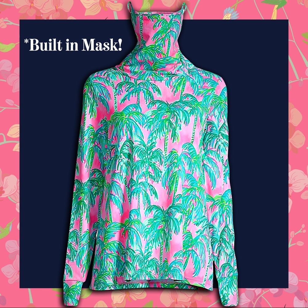 Lilly Pulitzer Palm Tree Cowlneck Mask Top